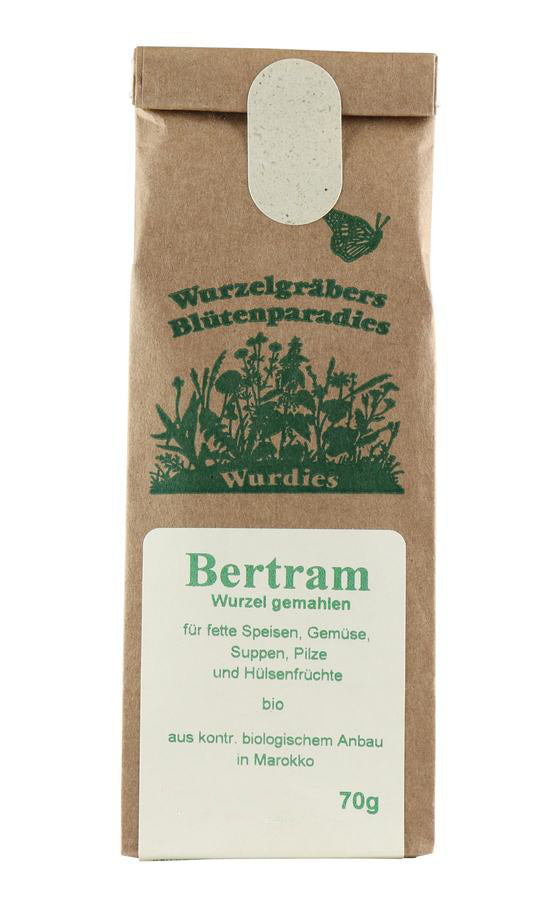 Bio Bertramwurzelpulver / Bertrampulver in der umweltfreundlichen Papiertüte