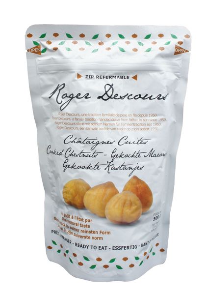 Vorgekochte und geschälte Maronen 500 Gramm im Beutel.