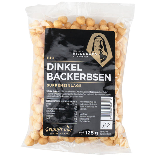 Dinkel Backerbsen, Bio
