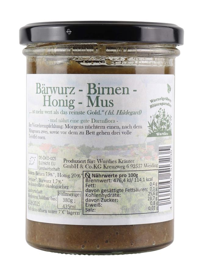 Wurdies Bio-Bärwurz-Birnenhonig 380 Gramm im Glas